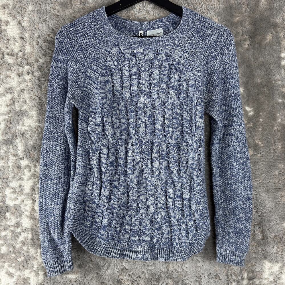 Leo Nicole Size S Cotton Blend Sweater Gray Long Sleeve Round Neck‎ Pullover